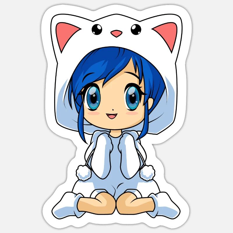 Anime Chibi Mädchen Sticker Größe S (10 x 10 cm)