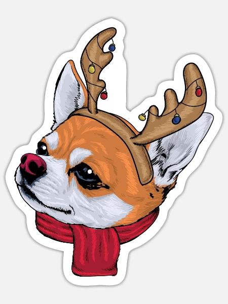 Weihnachten Chihuahua - Sticker Größe S (10 x 10 cm) - Mattweiß