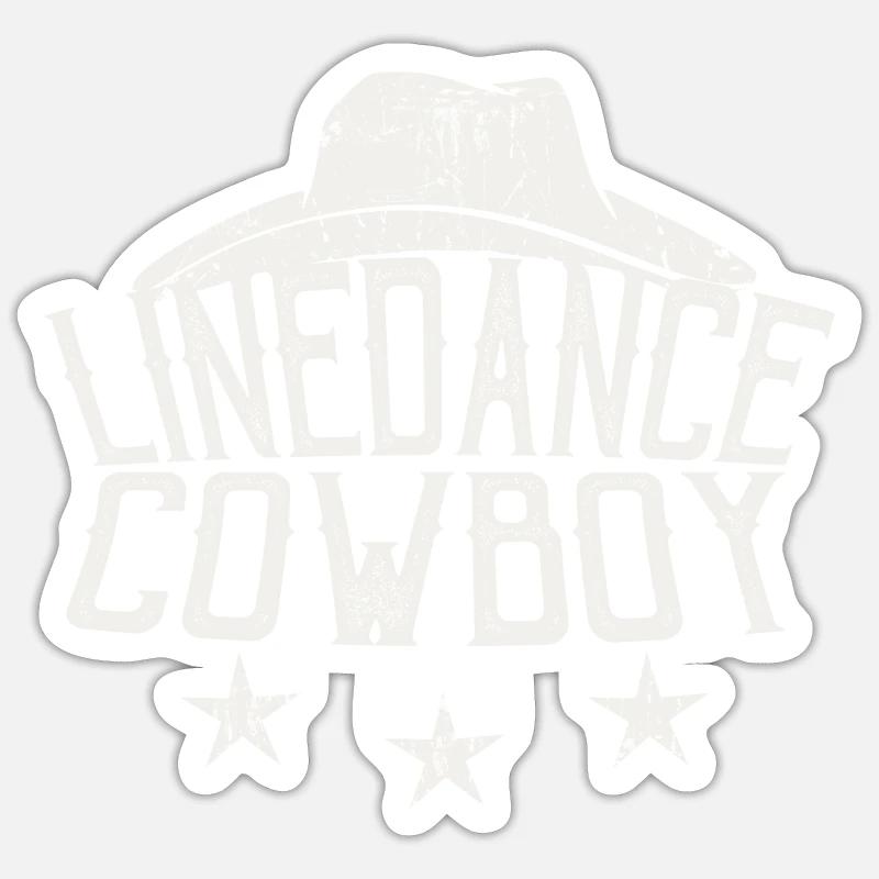 Linedance Cowboy Linedancer Gift - Sticker size S (10 x 10 cm) - white matte