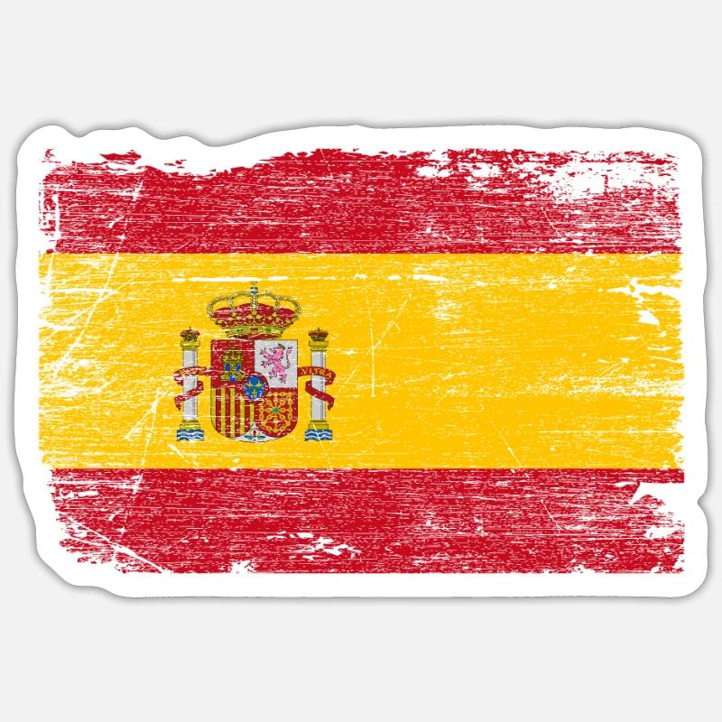 Drapeau de l'Espagne - Sticker taille S (10 x 10 cm) - blanc mat
