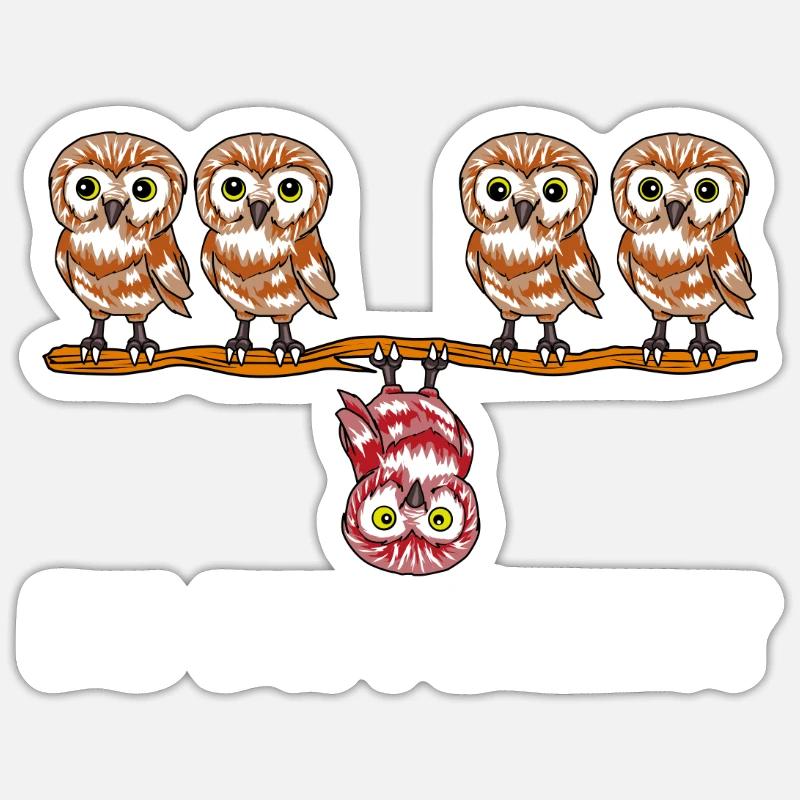Anders Sein Eule Selbst Sein Verschieden Geschenk - Sticker Größe S (10 x 10 cm) - Mattweiß