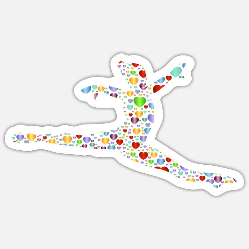 Cœurs de gymnastique - Sticker taille S (10 x 10 cm) - blanc mat