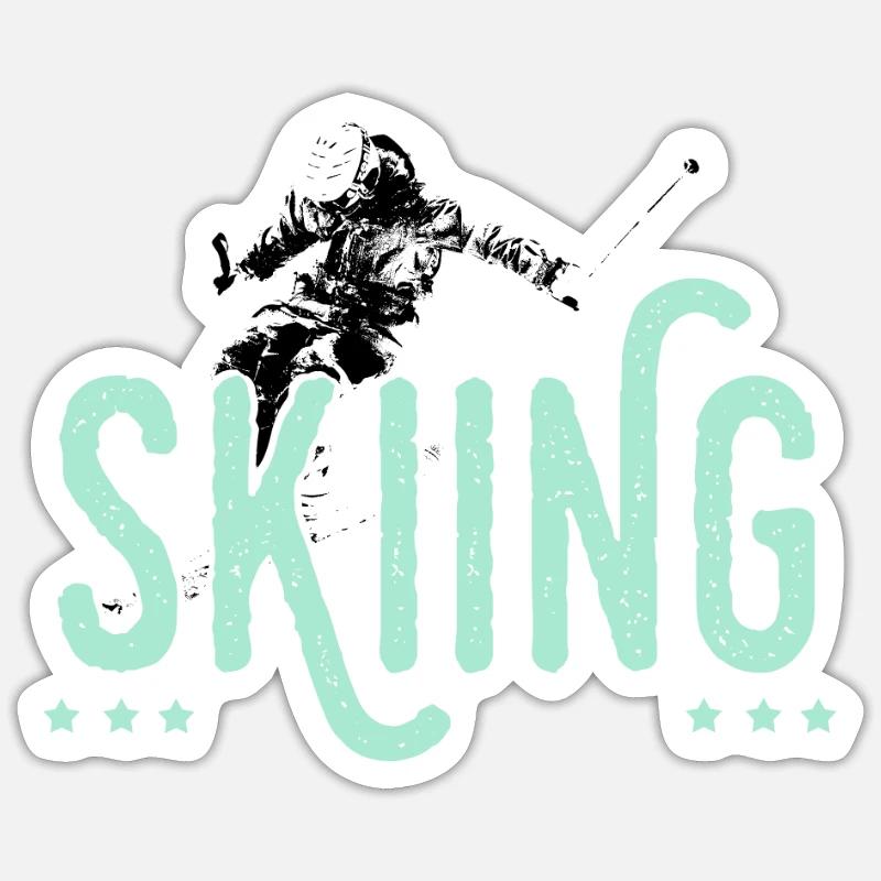Sci, sciatore, sci, natale - Sticker formato S (10 x 10 cm) - bianco opaco