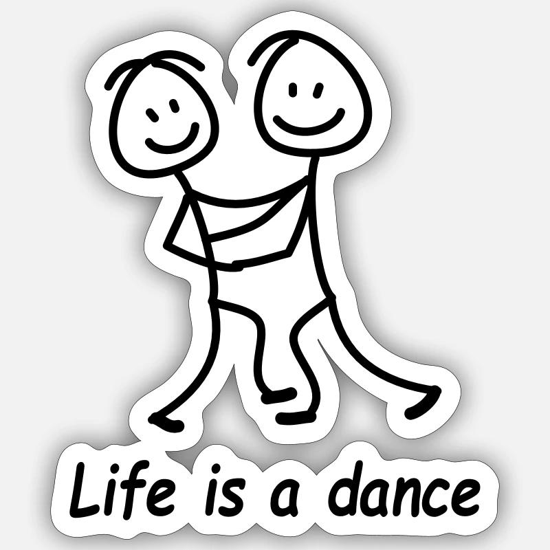 danse - Sticker taille S (10 x 10 cm) - blanc mat
