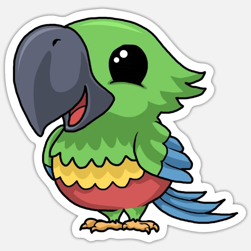 Frecher Comic Papagei - Sticker Größe S (10 x 10 cm) - Mattweiß