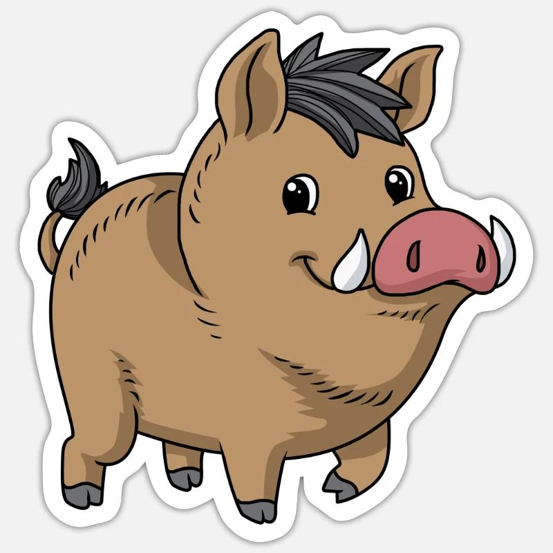 Comic Wildschwein - Sticker Größe S (10 x 10 cm) - Mattweiß