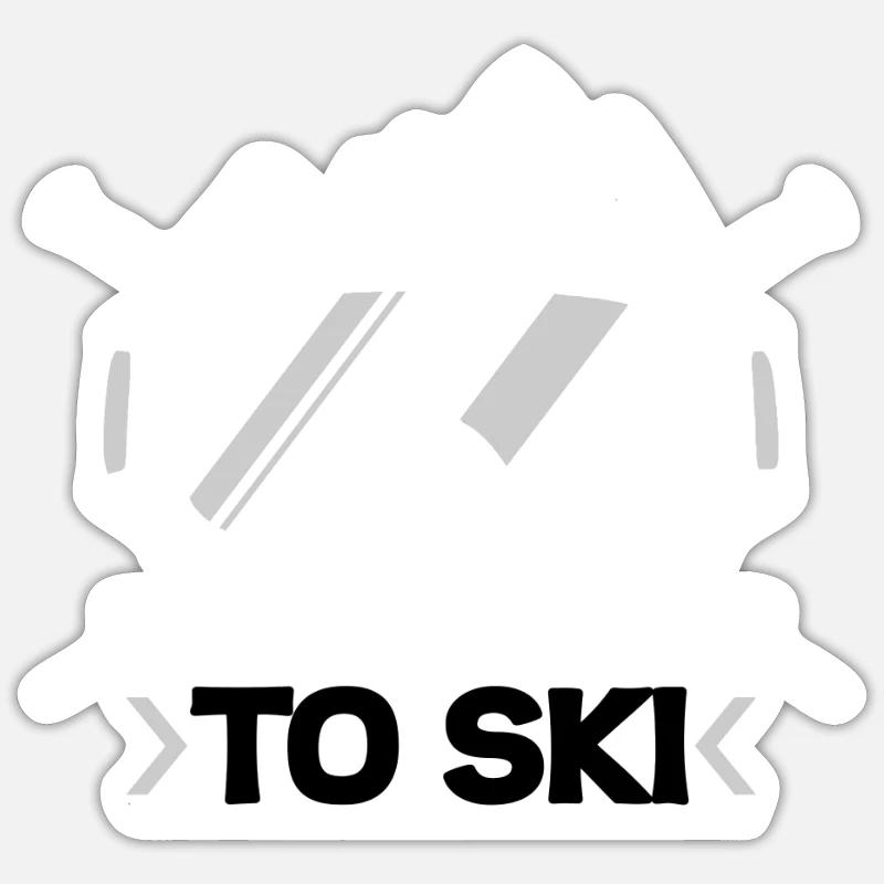 Né pour skier - Sticker taille S (10 x 10 cm) - blanc mat