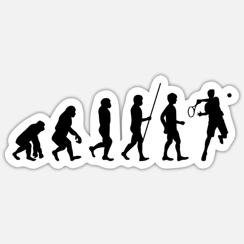 Tennis Evolution Geschenk - Sticker Größe S (10 x 10 cm) - Mattweiß