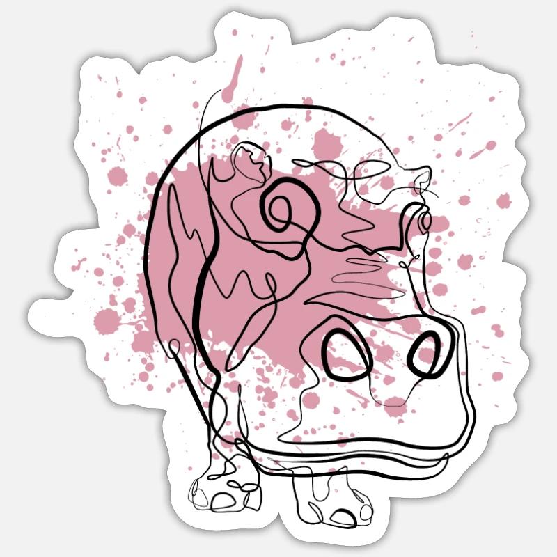 Nilpferd - Sticker Größe S (10 x 10 cm) - Mattweiß
