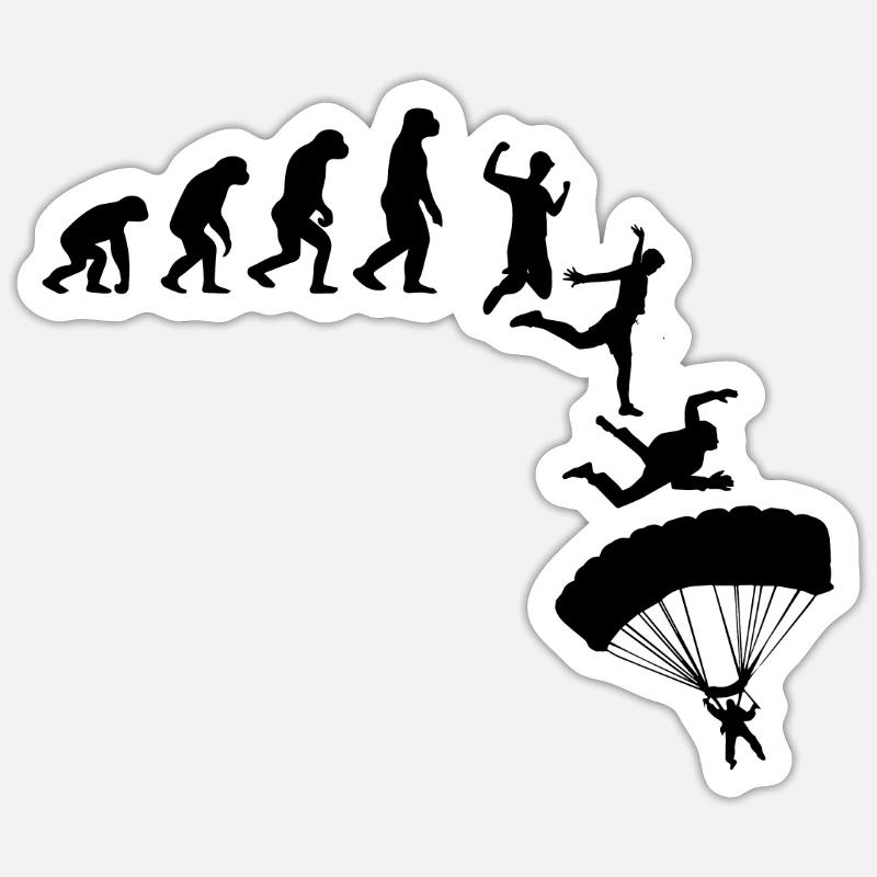 Evolution Fallschirmspringer Skydiver Geschenk Sticker Größe S (10 x 10 cm)