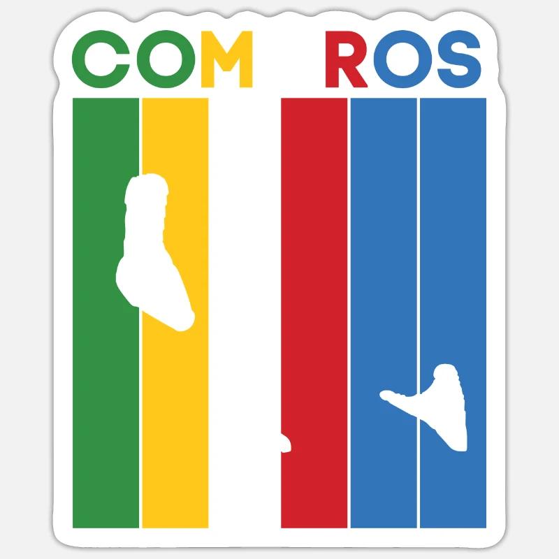 Drapeau et frontière du pays des Comores Sticker taille S (10 x 10 cm)