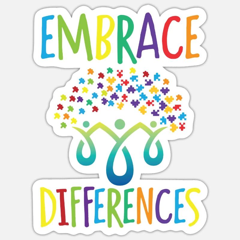 Embrace Differences Autism Handicap Understanding - Sticker size S (10 x 10 cm) - white matte