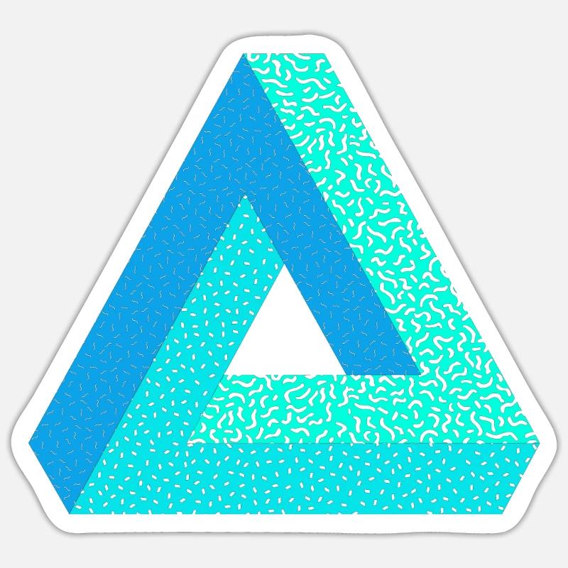 Memphis design géométrie idée cadeau triangle nerd - Sticker taille S (10 x 10 cm) - blanc mat