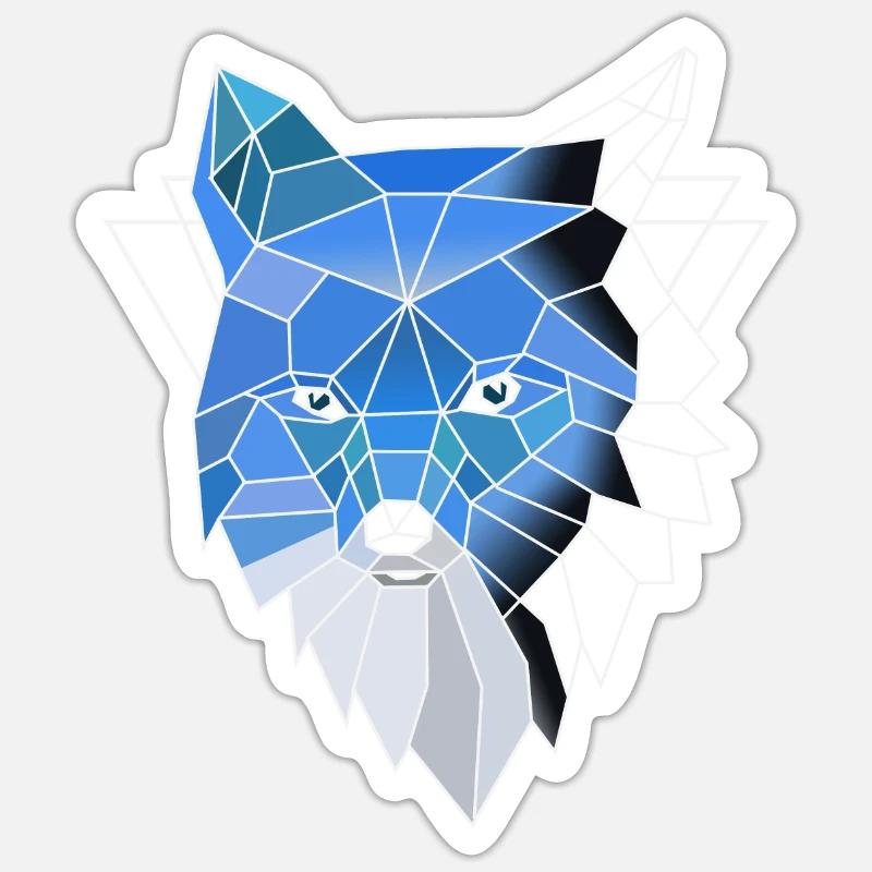 Blauer Polygon Wolf Sticker Größe S (10 x 10 cm)