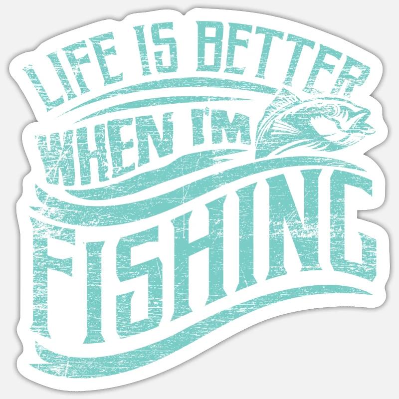 pêche - Sticker taille S (10 x 10 cm) - blanc mat