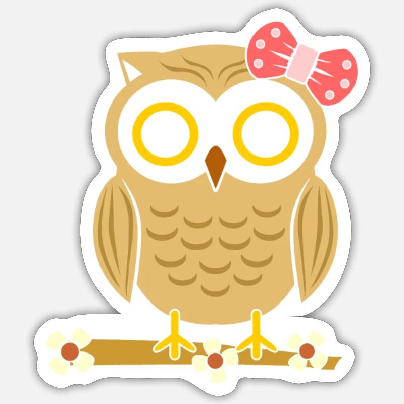 Uhu Eule Süß - Sticker Größe S (10 x 10 cm) - Mattweiß