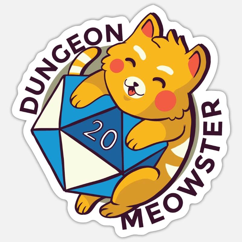 Dungeon Meowster Chat avec Dungeon Cube Sticker taille S (10 x 10 cm)