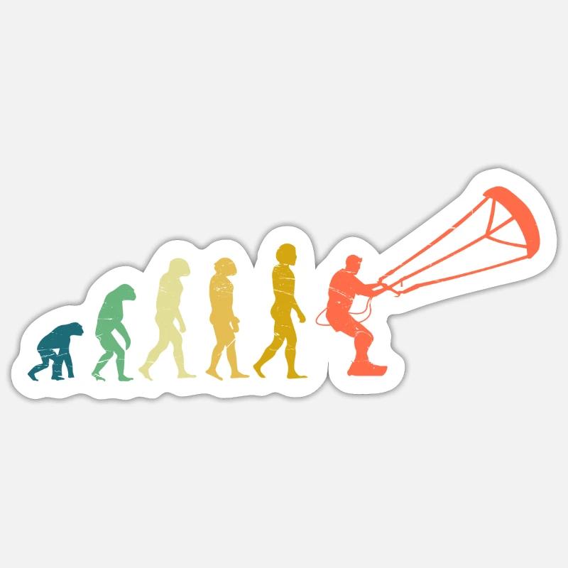 Kitesurfer Evolution Kite Kitesurfing Sticker Größe S (10 x 10 cm)