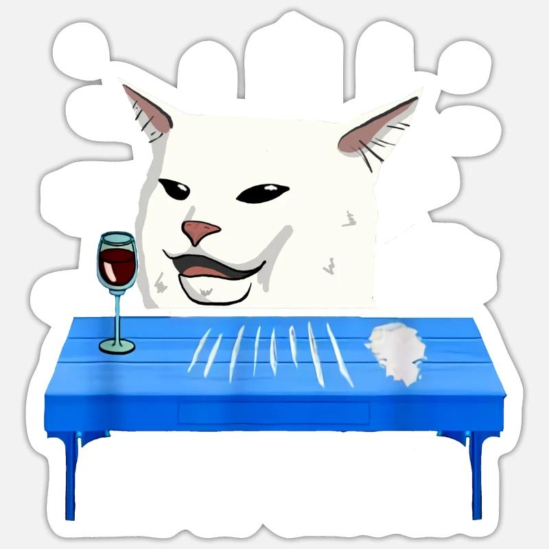 Laisse la neige pull de Noël laid de chat Sticker taille S (10 x 10 cm)