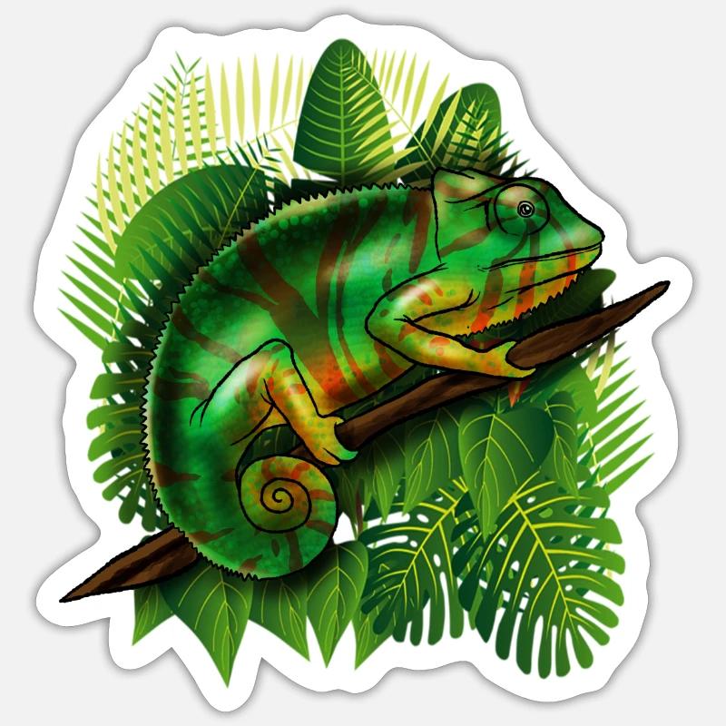 Chamäleon-Dschungel-tierisches cooles Eidechsen-tropisches Geschenk Sticker Größe S (10 x 10 cm)