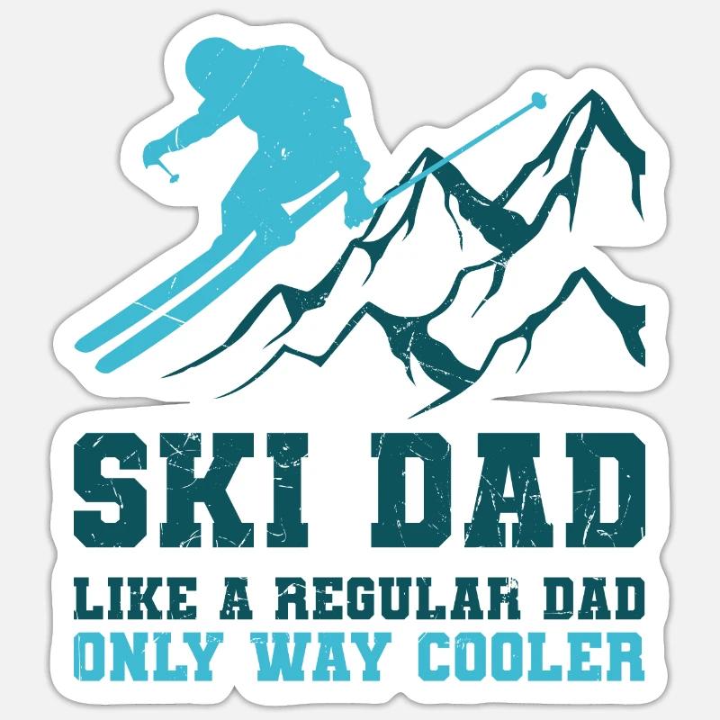 skieur - Sticker taille S (10 x 10 cm) - blanc mat