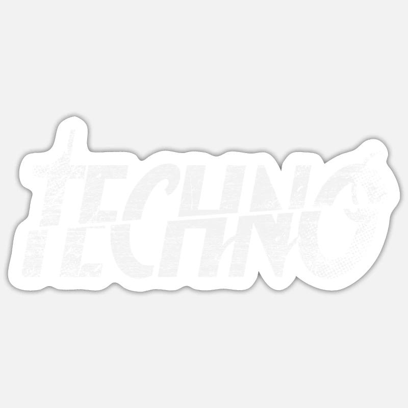 Techno - Sticker Größe S (10 x 10 cm) - Mattweiß