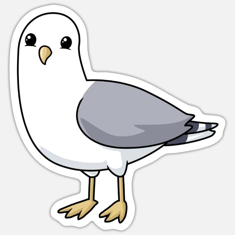 Comic Seagull Gull - Sticker size S (10 x 10 cm) - white matte