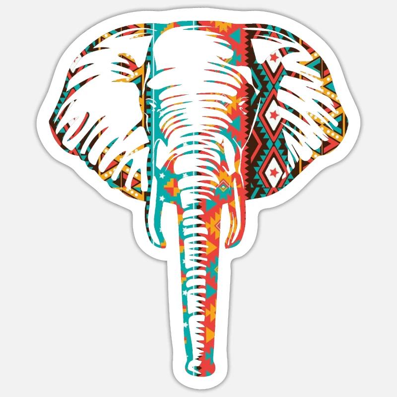 Afrique Éléphant tête avant - Sticker taille S (10 x 10 cm) - blanc mat