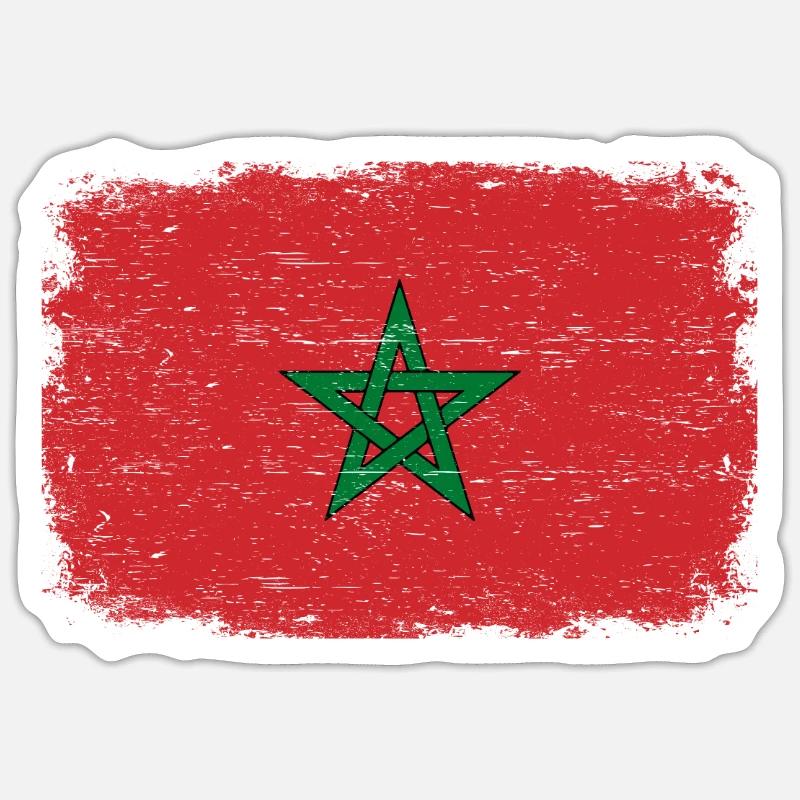 DRAPEAU MAROC Cadeau drapeau marocain - Sticker taille S (10 x 10 cm) - blanc mat
