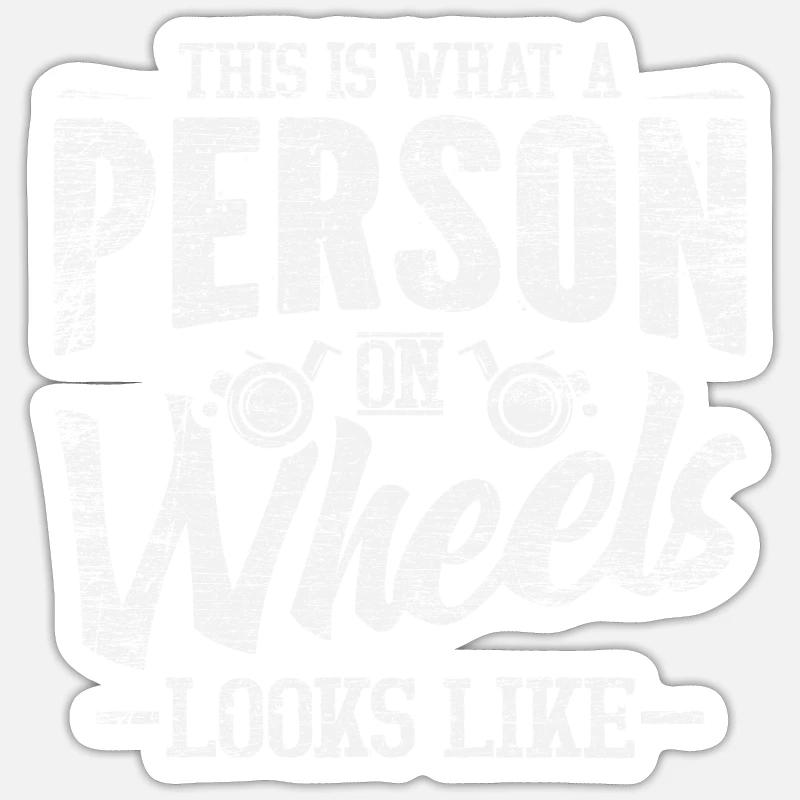 Rollstuhl Rolli Rollifahrer - Sticker Größe S (10 x 10 cm) - Mattweiß
