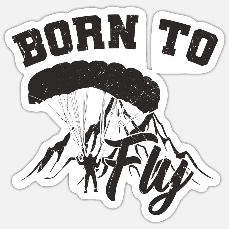 parapente - Sticker taille S (10 x 10 cm) - blanc mat