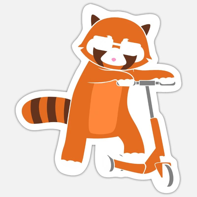Red Panda E Scooting Scooting Roller - Sticker Größe S (10 x 10 cm) - Mattweiß