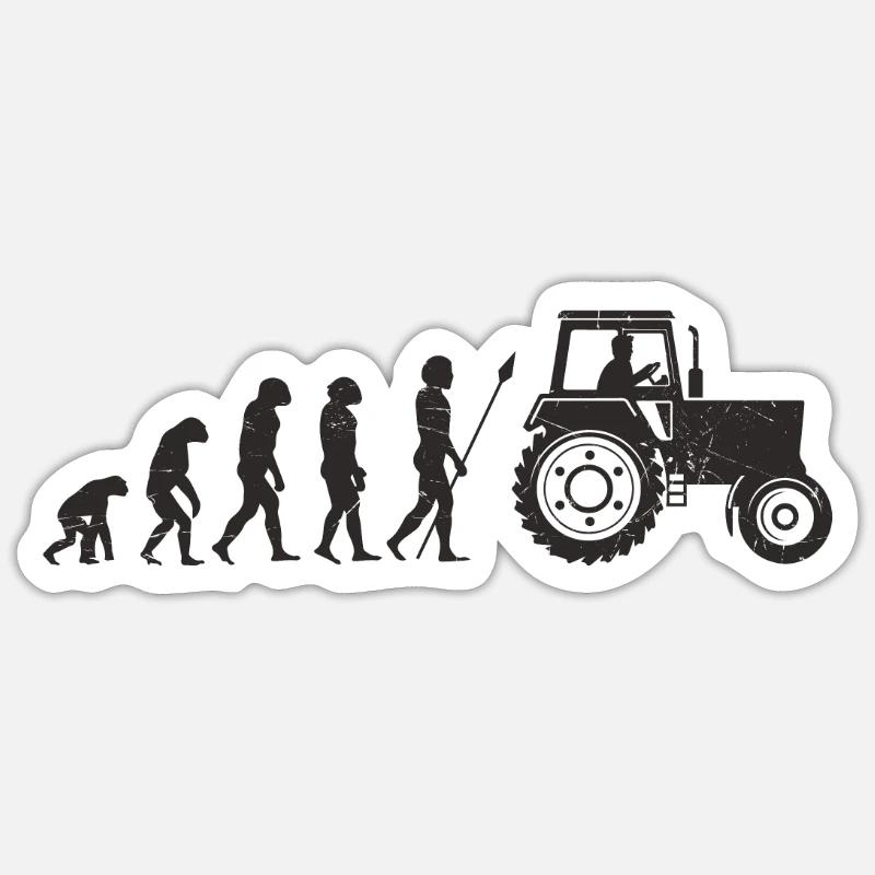 Evolution des agriculteurs - Sticker taille S (10 x 10 cm) - blanc mat