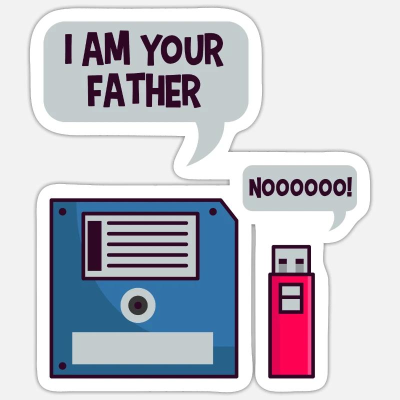 USB floppy disk geek shirt computer nerd funny Sticker size S (10 x 10 cm)