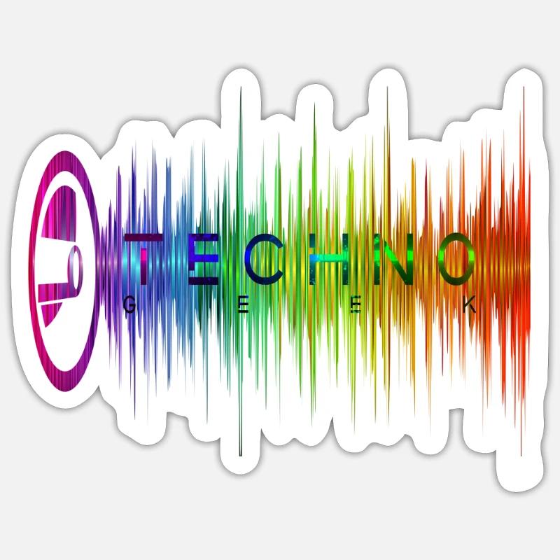 Techno Geek Equalizer Bunte EDM-Musik Sticker Größe S (10 x 10 cm)