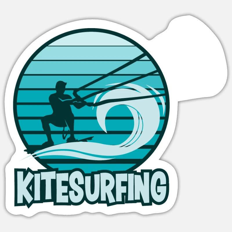 Kitesurf Kitesurf Surf Surf Wind Waves Sticker taille S (10 x 10 cm)