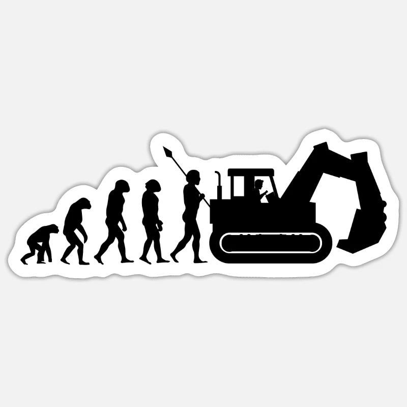 Baggerführer Evolution - Sticker Größe S (10 x 10 cm) - Mattweiß