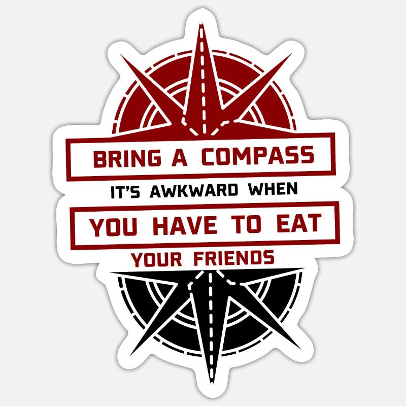 HIKING: Bring A Compass - Sticker taille S (10 x 10 cm) - blanc mat