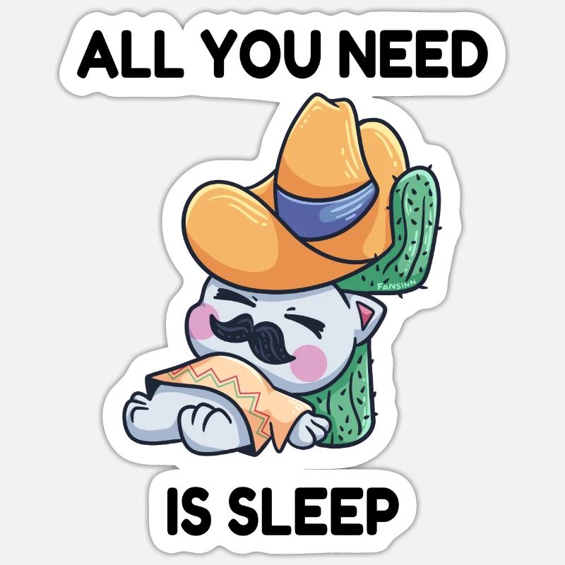 Cat siesta sleeping cactus Sticker size S (10 x 10 cm)