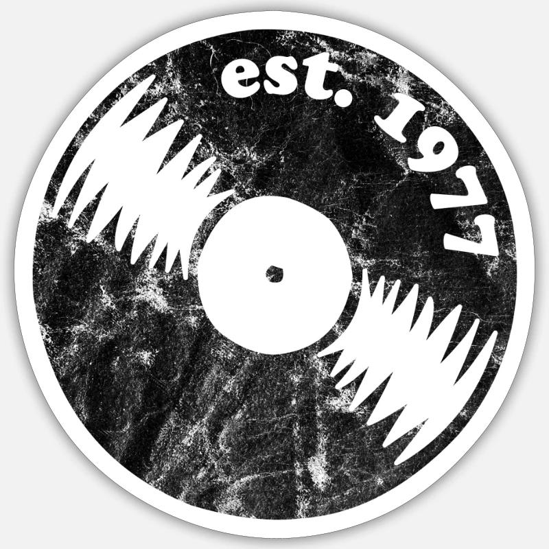 Record rétro 1977 - Sticker taille S (10 x 10 cm) - blanc mat