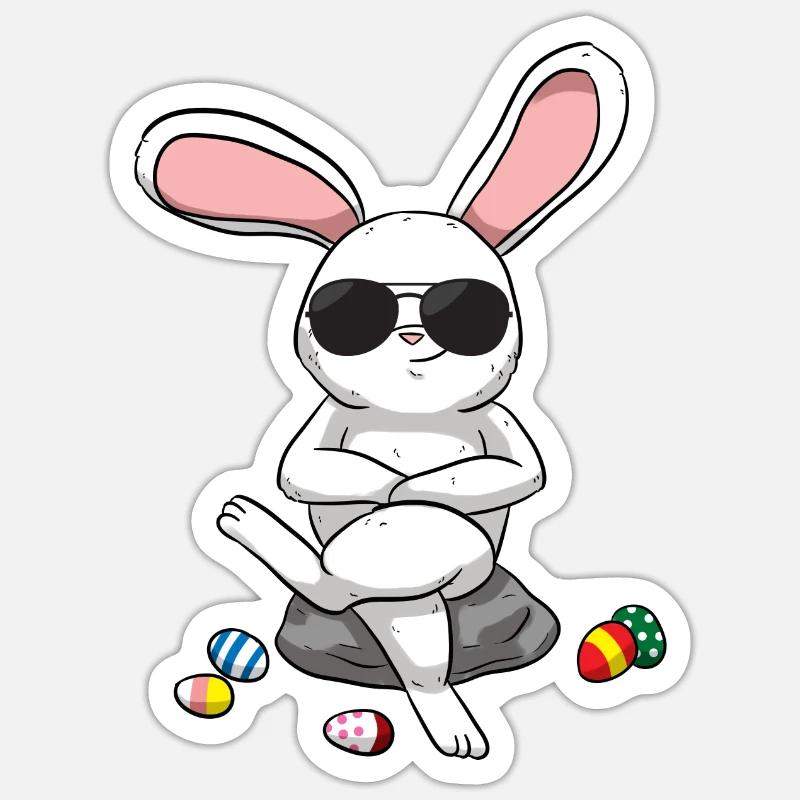 Easter Bunny Easter Bunny Cool Easter eggs - Sticker size S (10 x 10 cm) - white matte