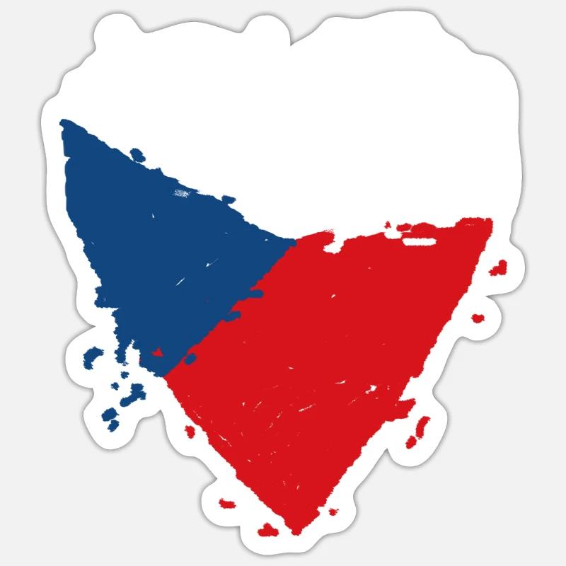 Cuore della bandiera della Repubblica Ceca - Sticker formato S (10 x 10 cm) - bianco opaco