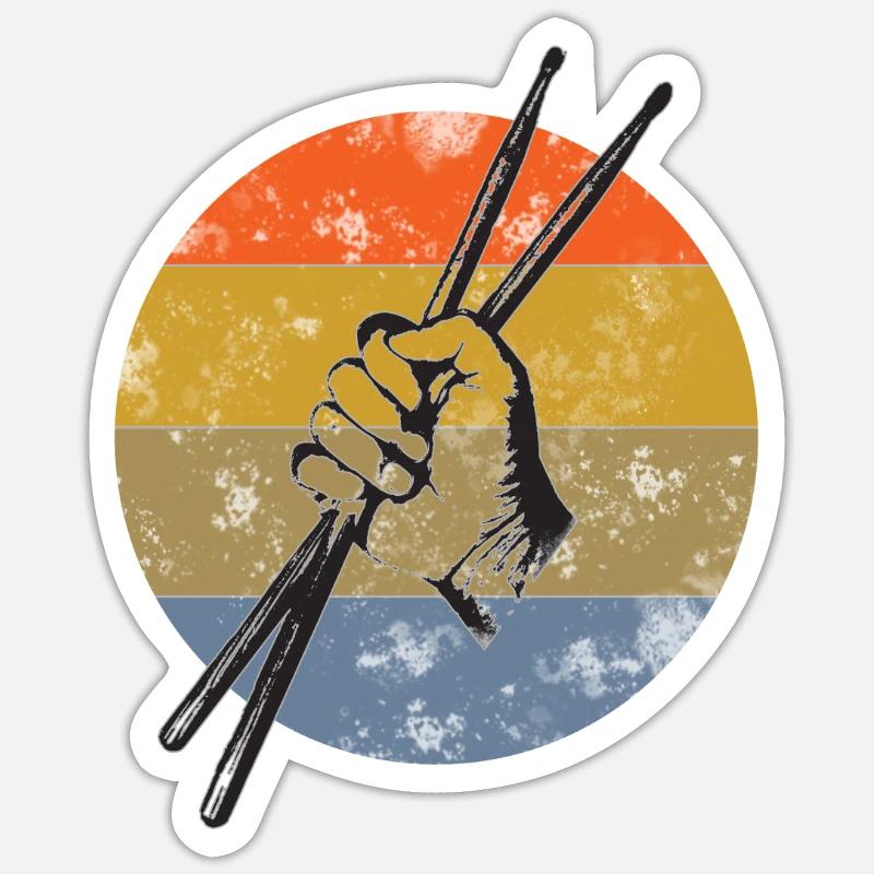 Drums sticks drummer - Sticker size S (10 x 10 cm) - white matte