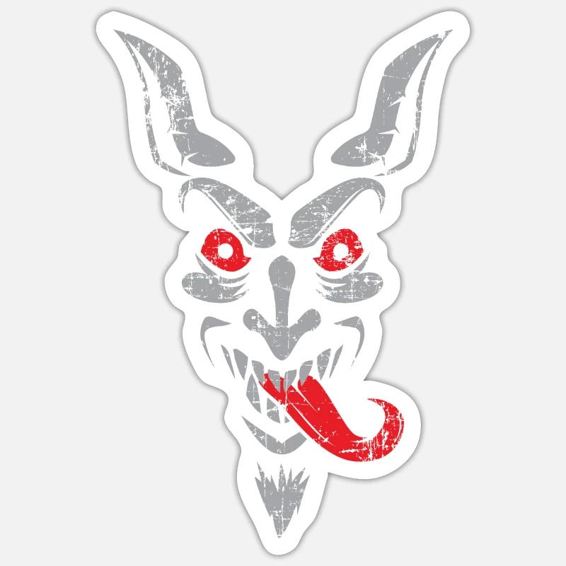 Krampus face - Sticker size S (10 x 10 cm) - white matte