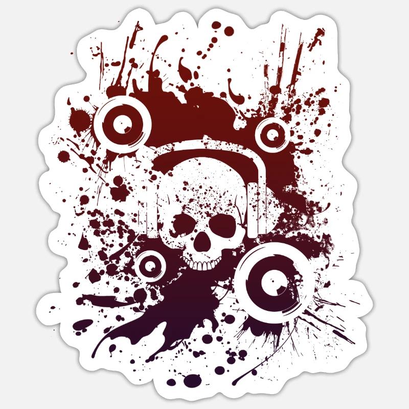 Techno Skull DJ Speaker Splash EDM Music Sticker size S (10 x 10 cm)