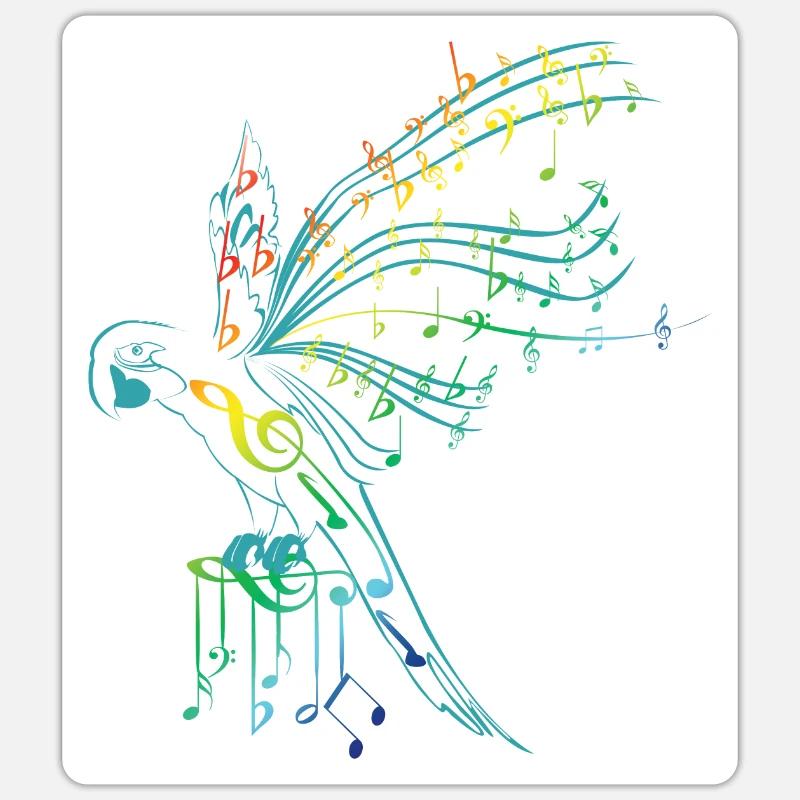 Vogel der Musik - Sticker Größe S (10 x 10 cm) - Mattweiß