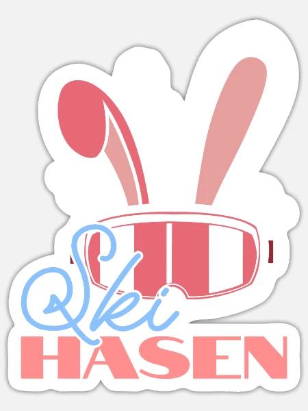 Ski Häschen Skihasen Skihaserl Outfit Apres Ski - Sticker Größe S (10 x 10 cm) - Mattweiß