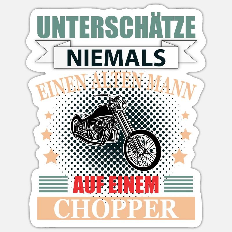 Chopper Rentner Geschenk Lustig Herren Spruch - Sticker Größe S (10 x 10 cm) - Mattweiß