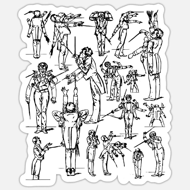 Gustav Mahler dirige - Sticker formato S (10 x 10 cm) - bianco opaco