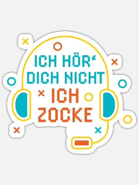 ich hoer dich nicht ich zocke minimalistisch grafi - Sticker Größe S (10 x 10 cm) - Mattweiß